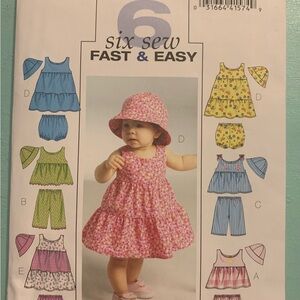 OCT SALE 6/$25+ship Butterick B5017 Infants Coordinate Baby Dress Sewing Pattern